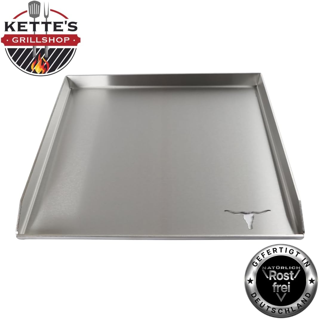 Edelstahl Plancha/Grillplatte/Bratplatte/Burger Platte/passt für z.B Burnhard (415 x 400mm) 41 x 40