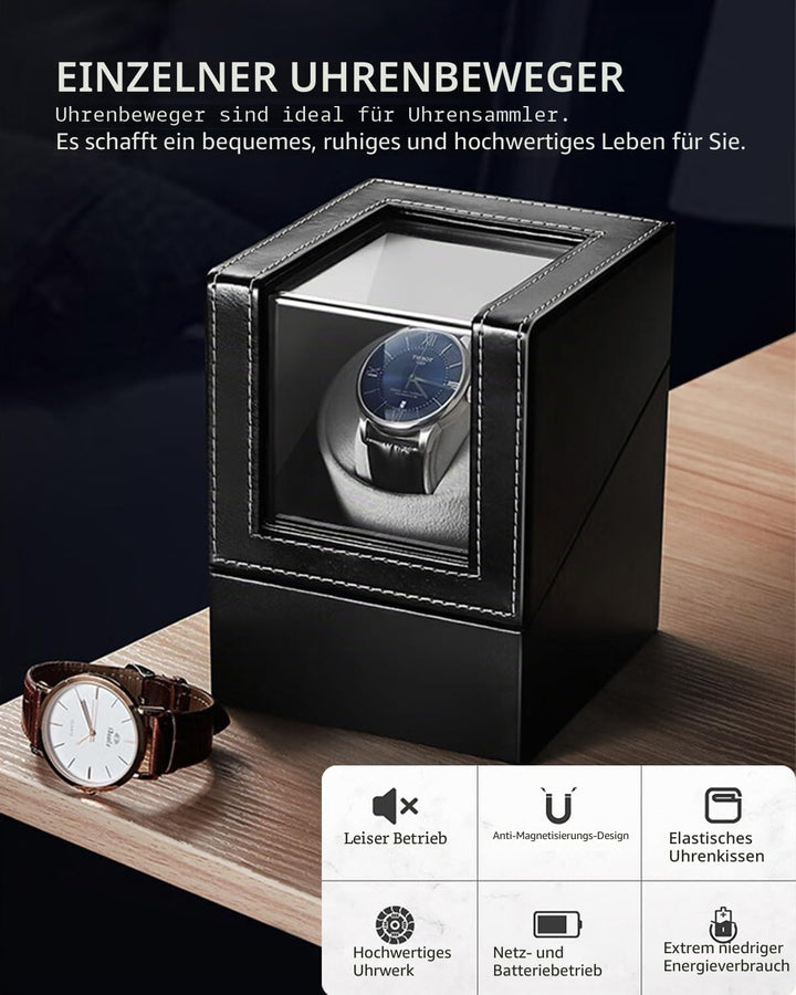 Automatische Uhrenbeweger Box, einzelnes Uhrenbeweger-Uhrengehäuse mit leisem Motor, Kohlefaser-Uhre