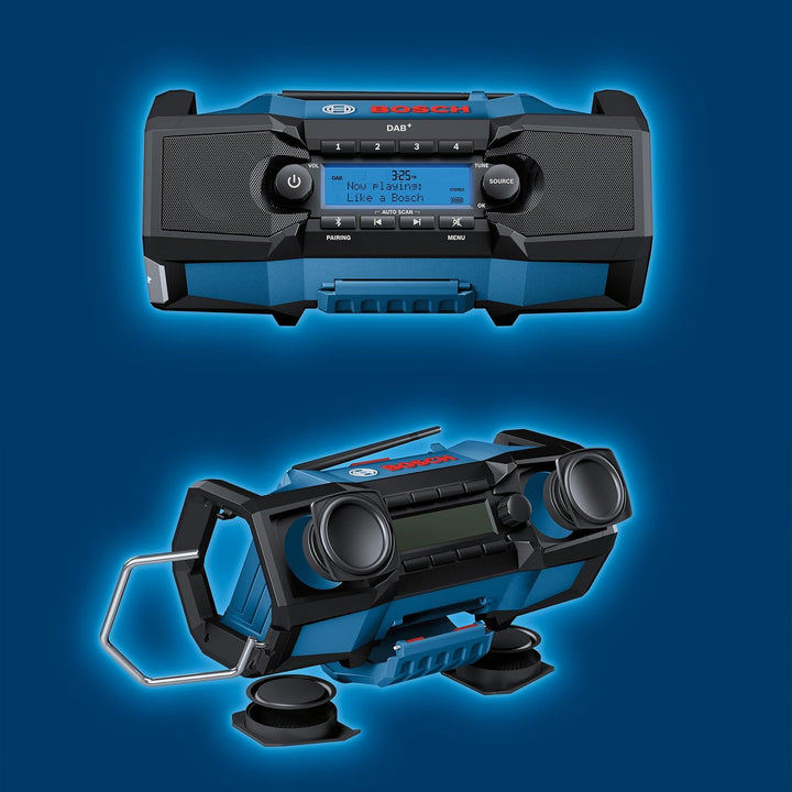 Bosch Professional 18V System Akku Baustellenradio GPB 18V-2 SC (Empfang über DAB+, Bluetooth, FM un