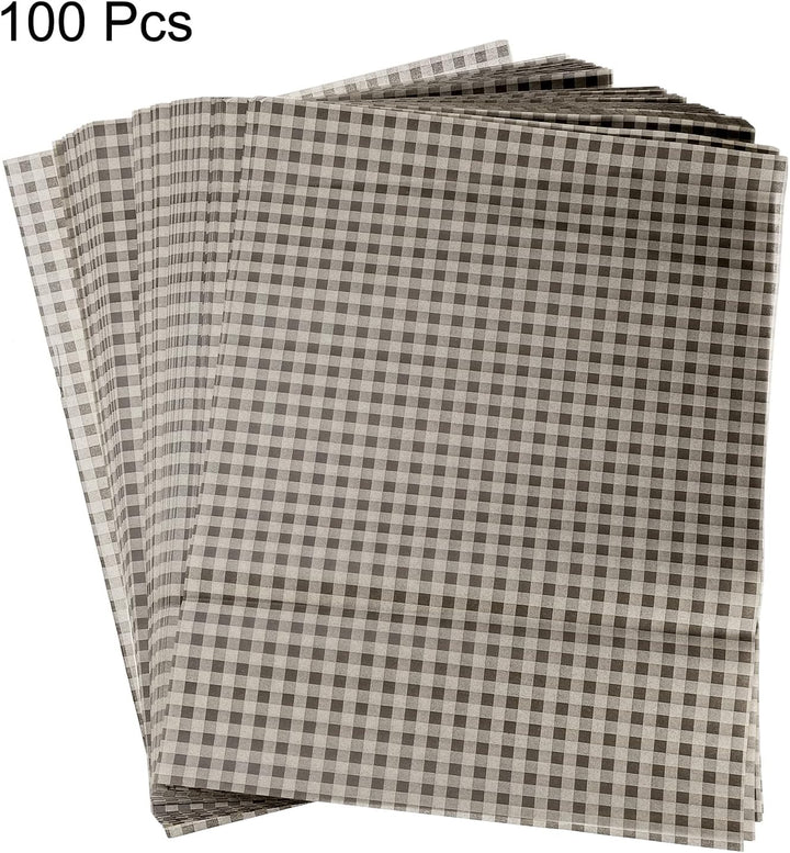 QUARKZMAN 100 Blatt Backpapier 30 x 40cm Karierte Deli Papierblätter Fettdichte Burger Papier Vintag