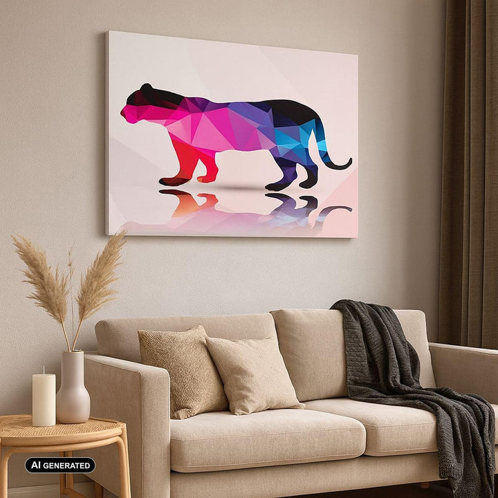 Bilder auf Leinwand 100x70cm Leinwandbild Tiger Illustration modern Grafik Gross Wanddeko Bild Schla