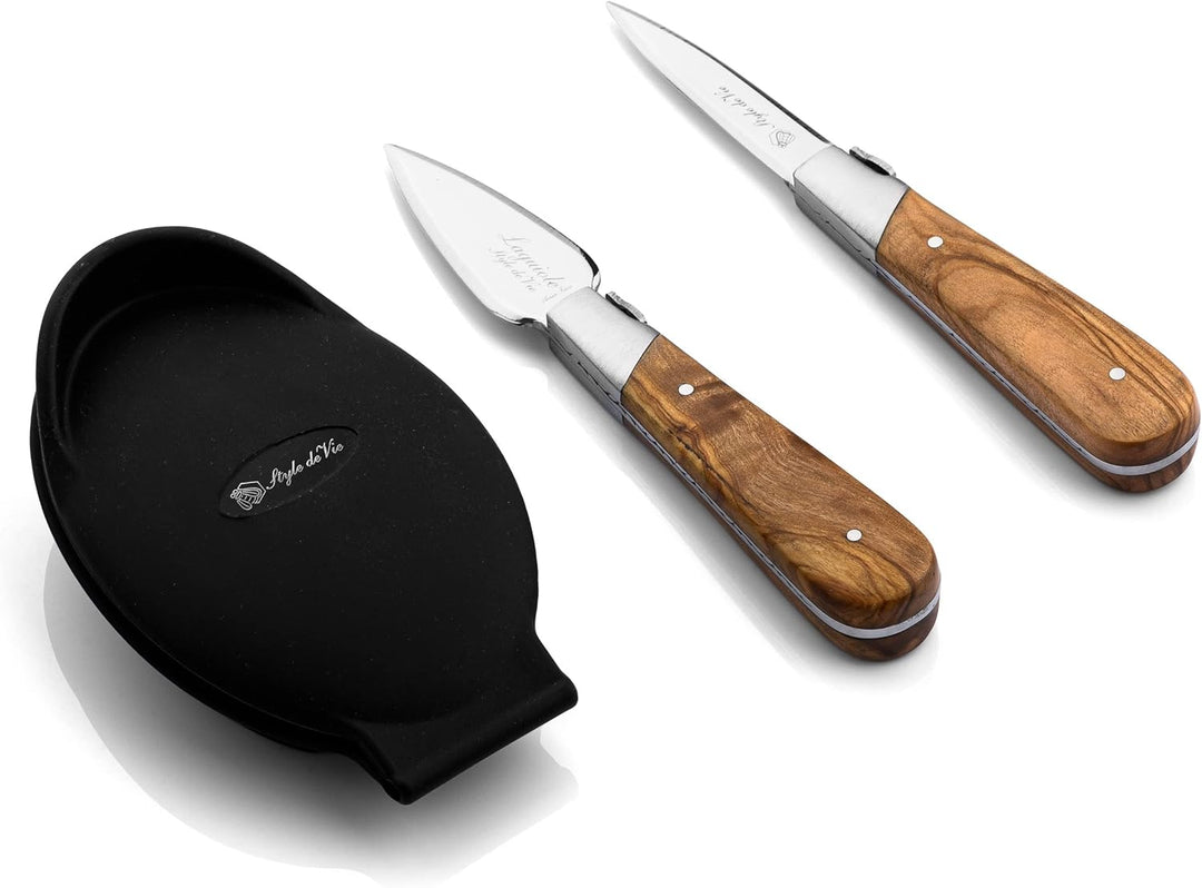 Laguiole Style de Vie Luxury Line, Austernmesser-Geschenkset, 2-teilig, Olivenholz