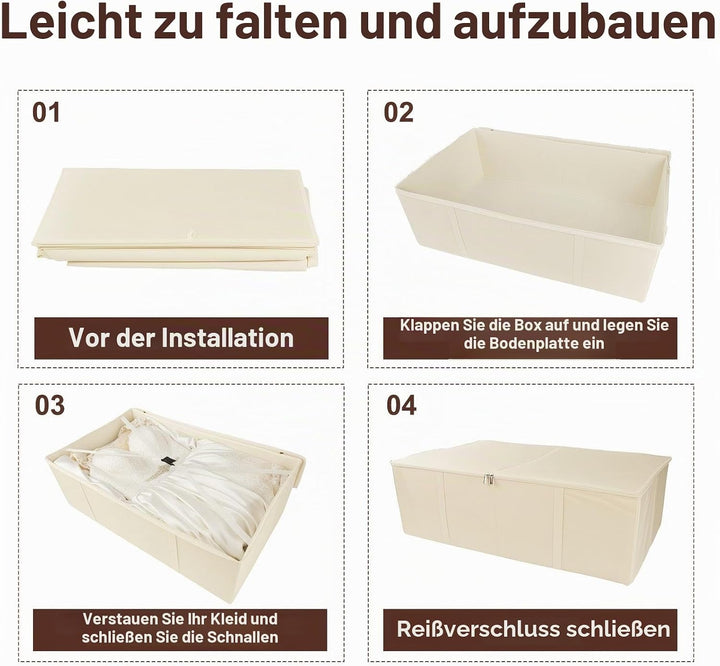 Brautkleid-Aufbewahrungsbox – Grosse Brautkleid-Konservierungsbox 94L mit säurefreiem Seidenpapier,