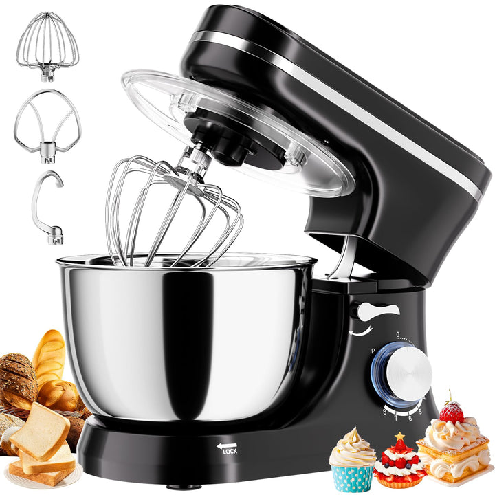 Küchenmaschine 5L – Knetmaschine mit 1000W, 8+ P Geschwindigkeiten, 3 Rührwerkzeuge, Spritzschutz, T