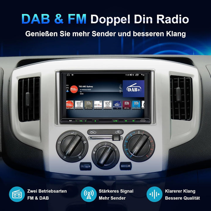 Doppel Din Radio mit Wireless CarPlay & Wireless Android Auto, Autoradio mit Navi 7 Zoll Bildschirm,