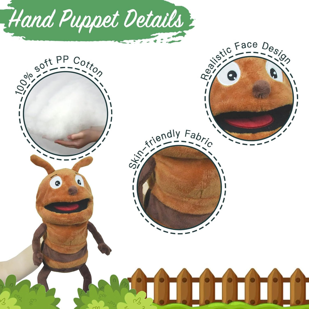lilizzhoumax Handpuppe Ameise Kuscheltier Tier Ameise Handpuppe aus Plüsch Kawaii Niedliches Rollens