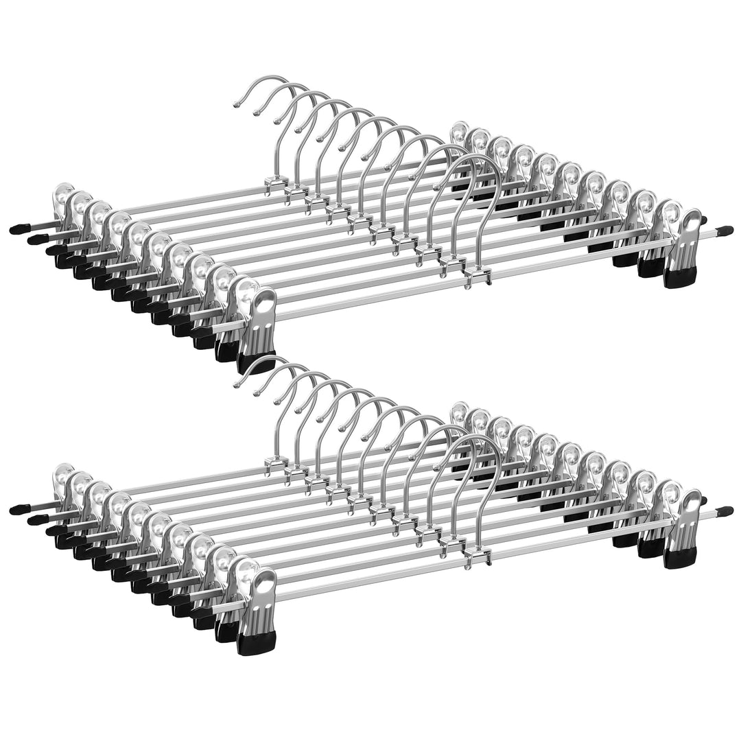 SONGMICS Hosenbügel aus Metall, 20er Set, Kleiderbügel mit Klammern, 40 cm lang, rutschfest, für Hos