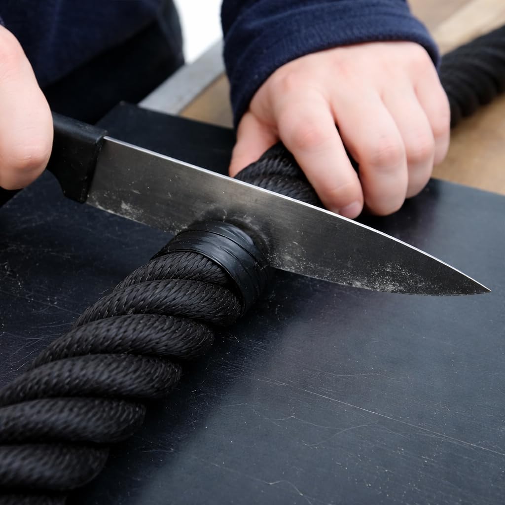 Handlaufseil/Absperrseile - 30mm -Soft Touch - 4fach geschlagen Farbe: schwarz - 8 Meter, 8 Meter