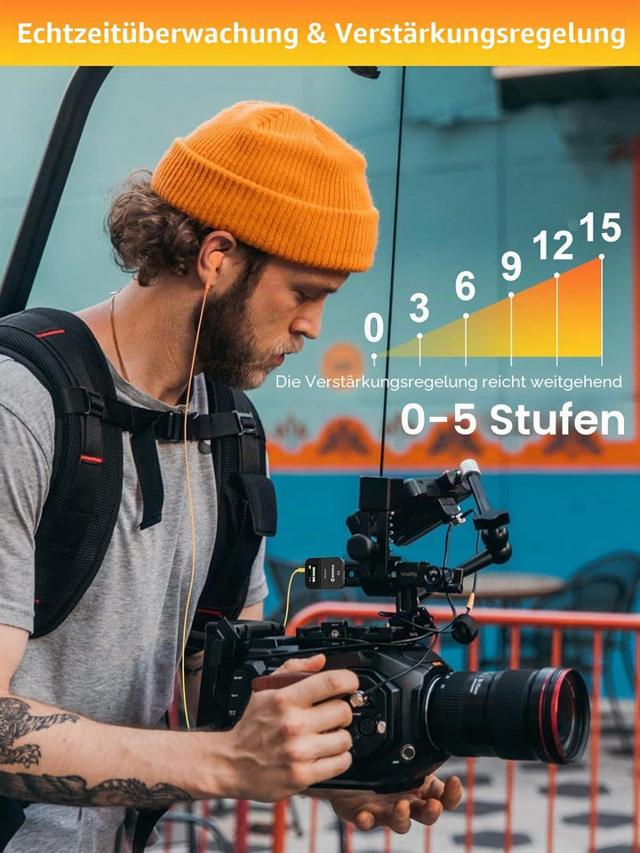 Moman Kabelloses Lavalier Mikrofon, C2 2.4G kabelloses Ansteckmikrofon 70m 8H für Online Klasse Vlog