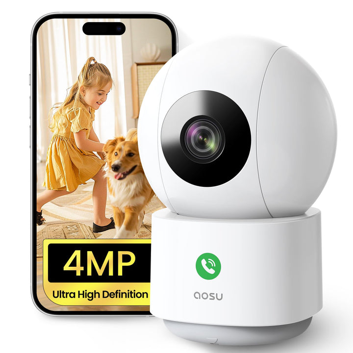 AOSU 4MP Überwachungskamera Innen WLAN Kamera, 360 ° Bewegungsverfolgung, Homekit Kamera mit 5G/2.4G