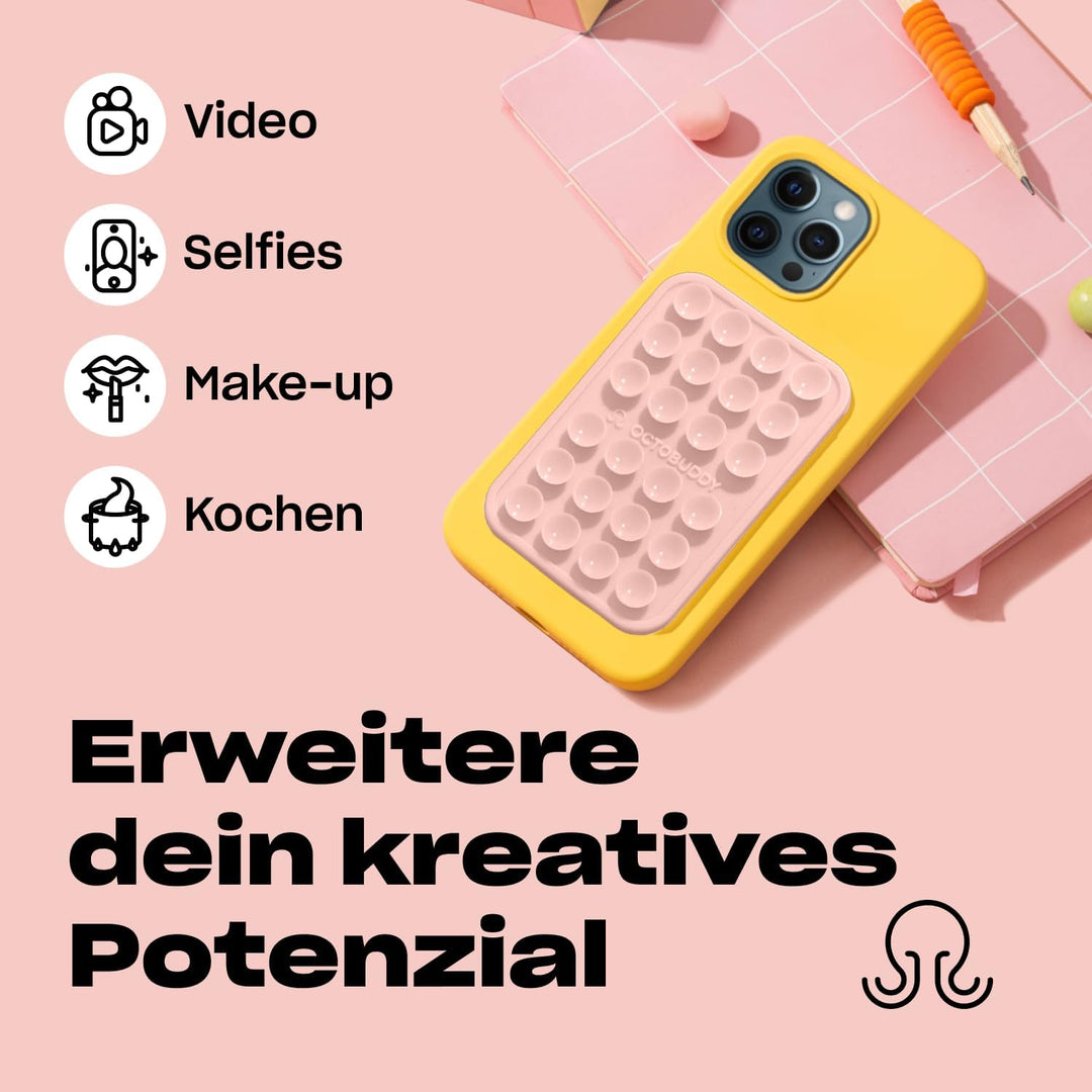 OCTOBUDDY Classic MAX - Silikon-Saugnapf Halterung fürs Handy - rutschfeste Saugnapfhalterung für iP