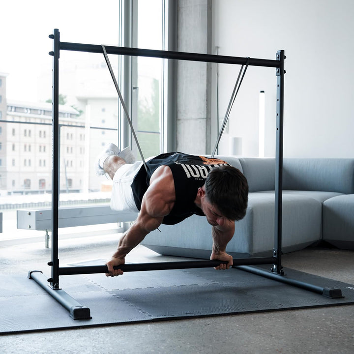 GORNATION Static Bar, Front Lever Bar mit rutschfesten Füssen, pulverbeschichtetem Griff, verstellba