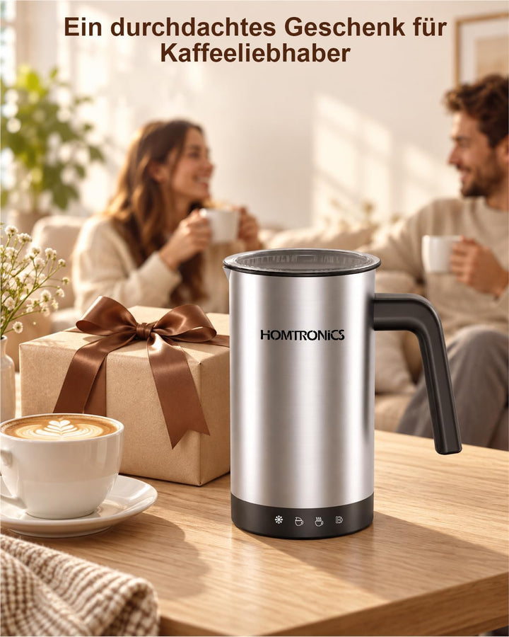Milchaufschäumer Elektrisch IPX7, 300ml Grosses Silber, Silber