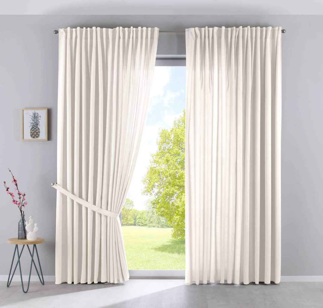 2er Set Vorhänge Verdeckte Schlaufen Cationic »JENA« HxB 250x300 cm Creme Blickdicht Leinen Optik Ga