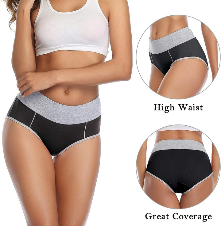 wirarpa Unterhosen Damen Baumwolle Unterwäsche Frauen Taillenslip Hohe Taille Slip 5er Pack M Mehrfa