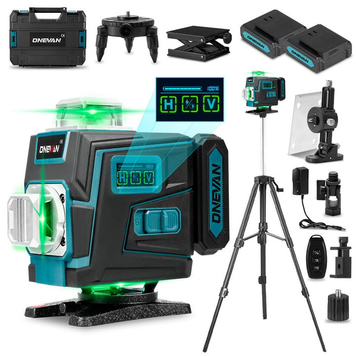 Kreuzlinienlaser mit Stativ, 4 x 360° Laser Wasserwaage, 4D 16 Laser Level, Selbstnivellierend ±3°,