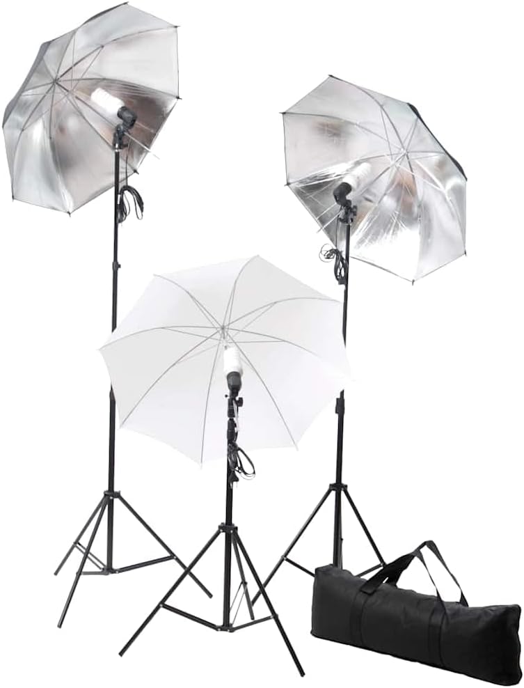 vidaXL Fotostudio Set 24 W Studioset Studiolampe Studioleuchte Stativ Schirm 190041, 190041
