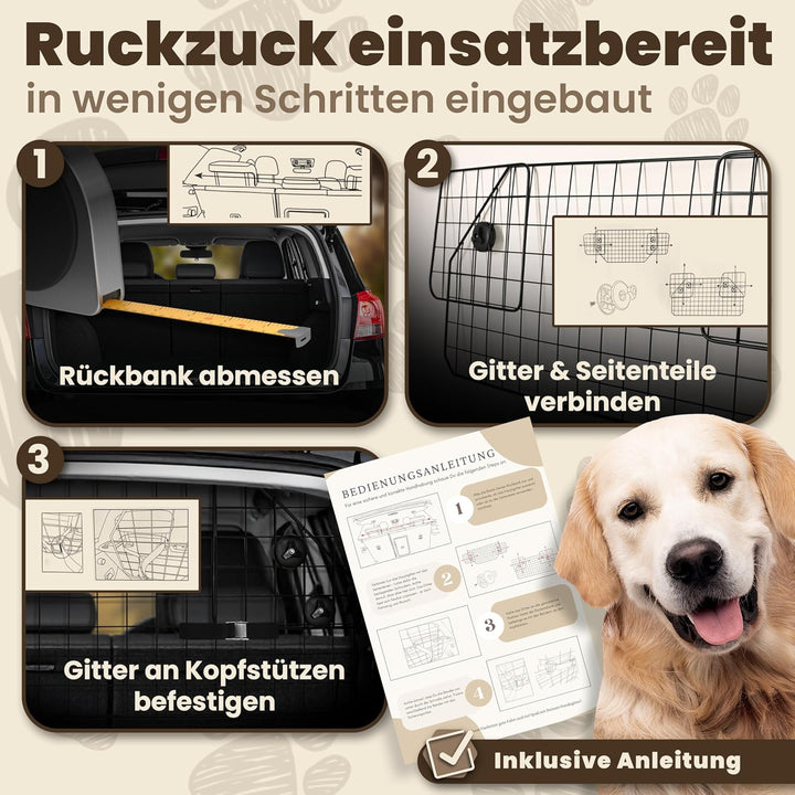 Hundegitter Auto Kofferraum | hochwertiges und stabiles Kofferraum Trenngitter | Trenngitter Kofferr
