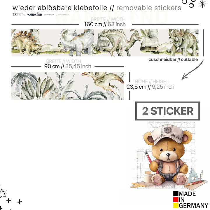 WANDKIND Aufkleber für IKEA KURA Kinderbett Hochbett Klebefolie Möbelfolie Sticker Kinderzimmer Dino