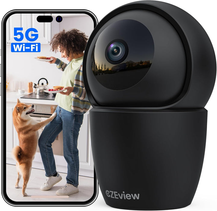 CZEview 3K 5MP Überwachungskamera Innen, 2,4/5Ghz Dual-Band WLAN Kamera Überwachung Innen, Hundekame