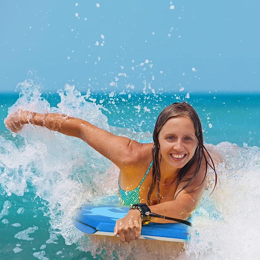 RELAX4LIFE Schwimmbrett tragbar, Schwimmboard mit Halteleine, Rutschfestes Surfbrett für Kinder & Er