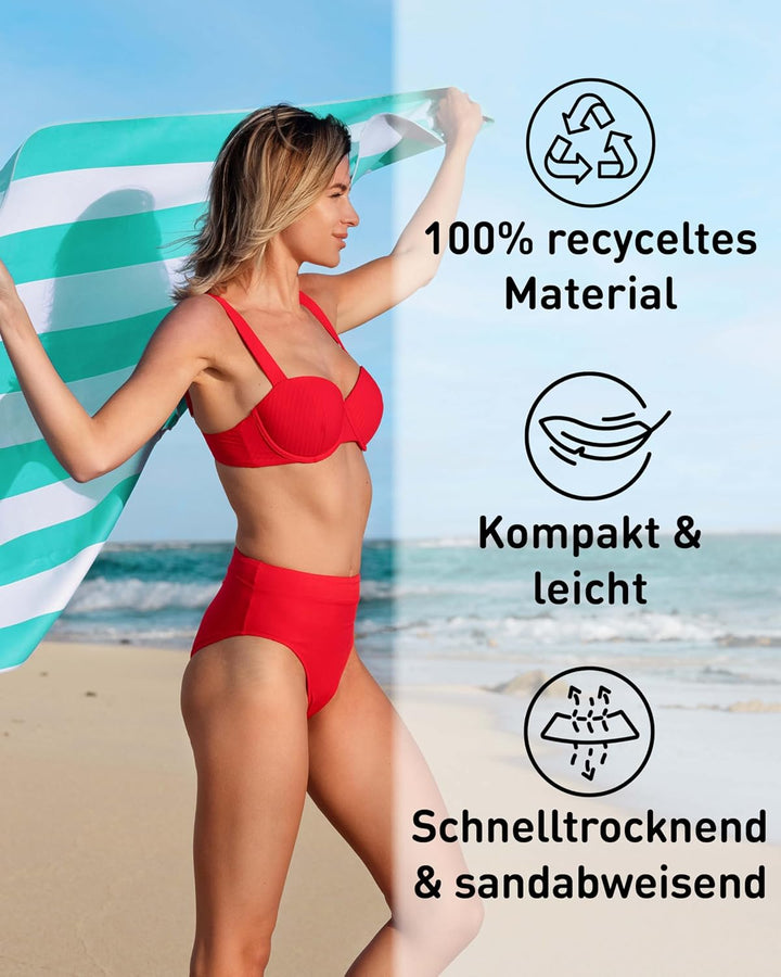 Fit-Flip Strandtuch XXL aus Mikrofaser - leicht und schnelltrocknend - 100% recyceltes Strandhandtuc