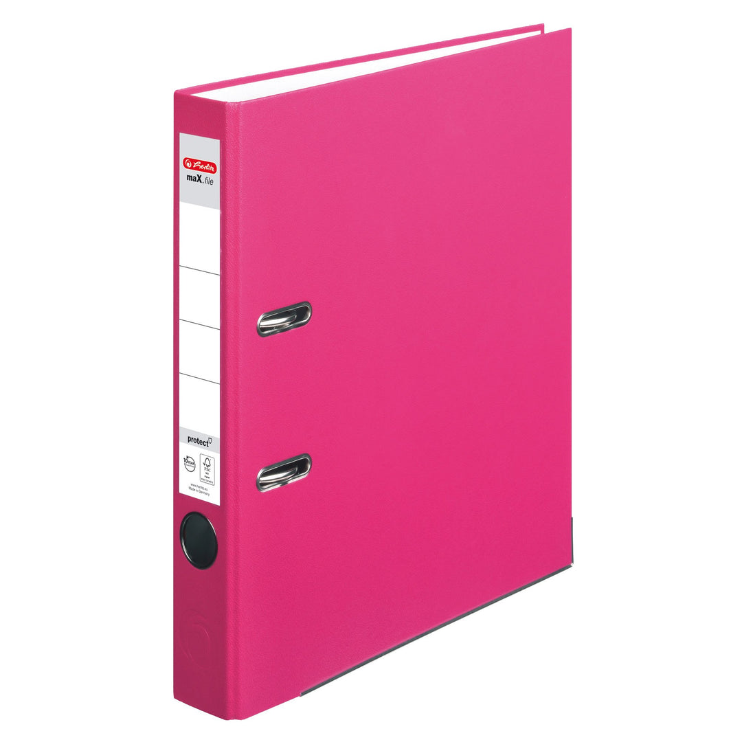 Herlitz 11053691 Ordner maX.file protect (A4, 5 cm, mit Einsteckrückenschild) pink 5cm pink