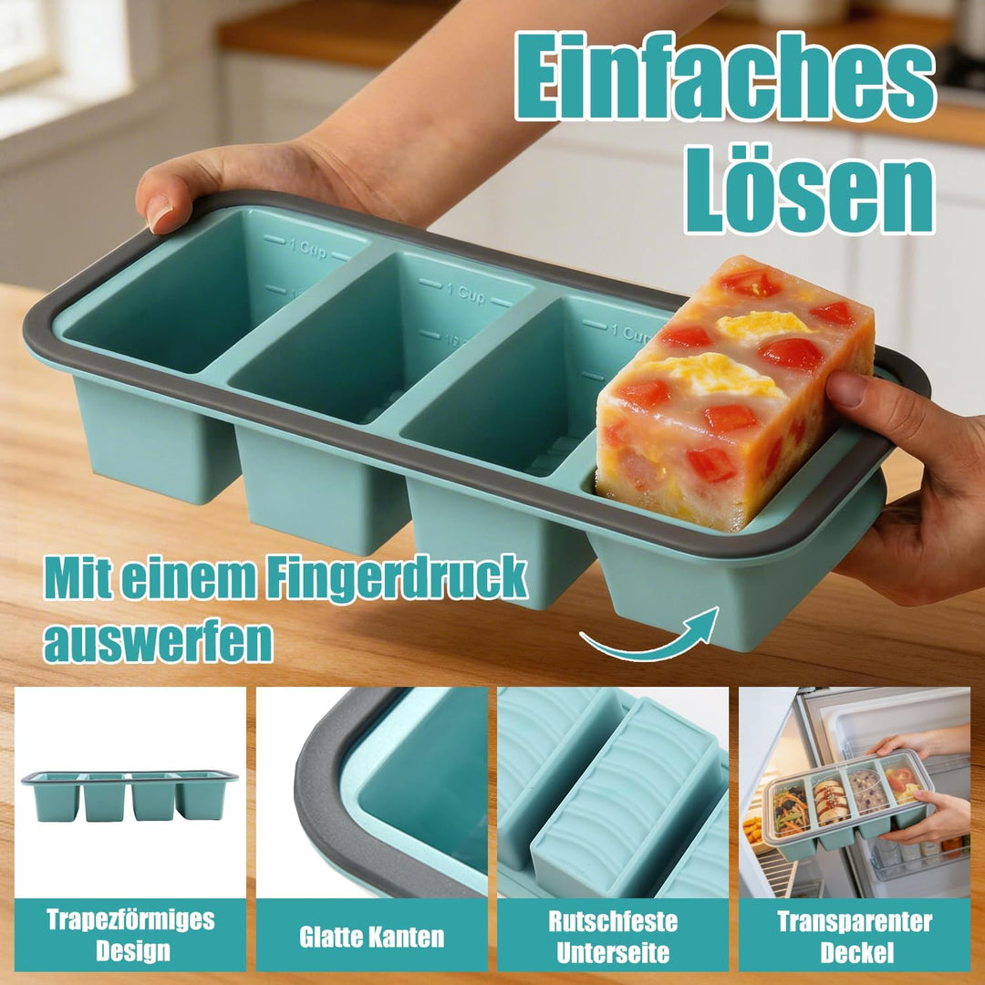 3 Stück Souper Cubes Set Silikon Gefrierform, 250ml & 500ml Fassungsvermögen Extra Grosse Einfrieren