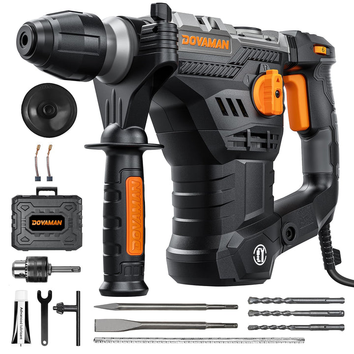 DOVAMAN RH15A 40MM Bohrhammer SDS-Plus, 4 in 1 Funktionen, Mehrmaterialnutzung, 1500W/7J, Sicherheit