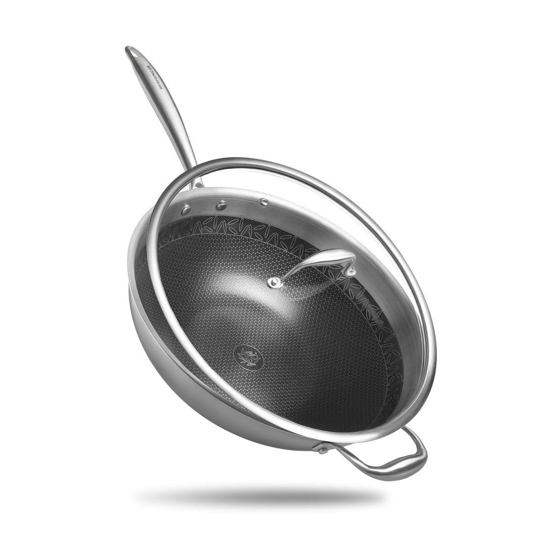 Reishunger Premium Edelstahl Wok – 32 cm Durchmesser – mit keramischer Antihaft-Beschichtung – Frei