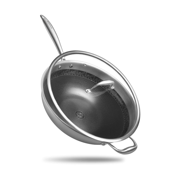 Reishunger Premium Edelstahl Wok – 32 cm Durchmesser – mit keramischer Antihaft-Beschichtung – Frei