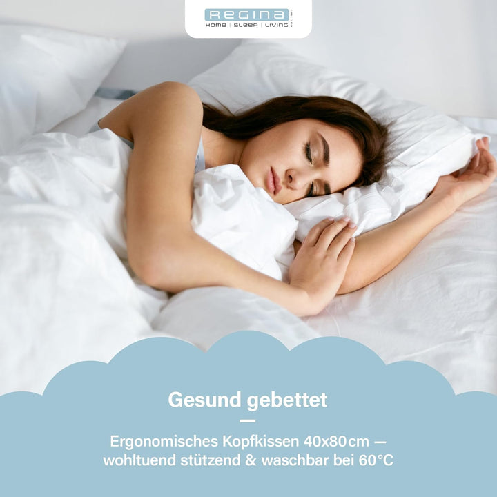 Regina Kopfkissen Doppelpack fest 40x80cm, 85% Federn 15% Daunen, 600g fest 2er Set 40 x 80 cm, fest