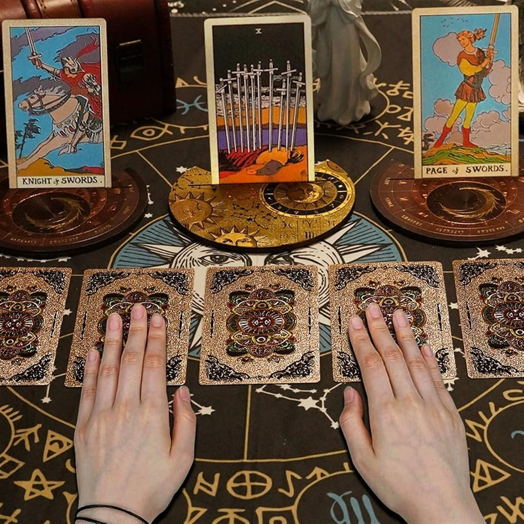 GIBZ Original Design Tarot Karten, 78 Stück Rose Gold Folie Tarot Deck Set, mit Guide Buch und Box f