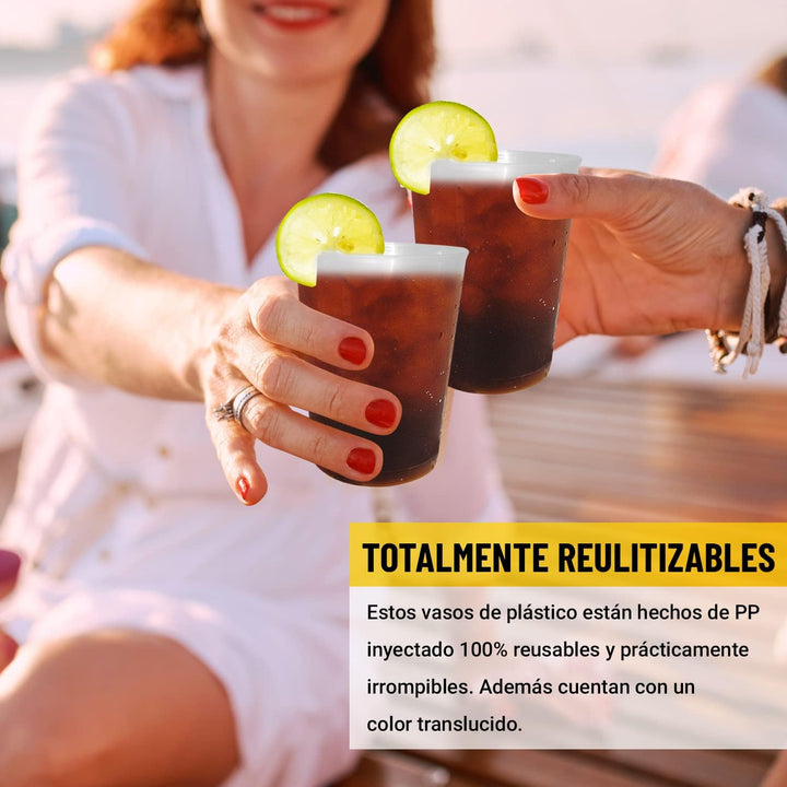 100 x 500 ml Wiederverwendbare und Einwegbecher - Hartplastik, unzerbrechlich, für Partys, Büro oder