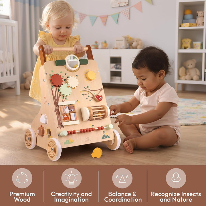 Little Log Lauflernwagen aus Holz | 2-fach höhenverstellbar & Geschwindigkeitsbremse, 9-in-1 Montess