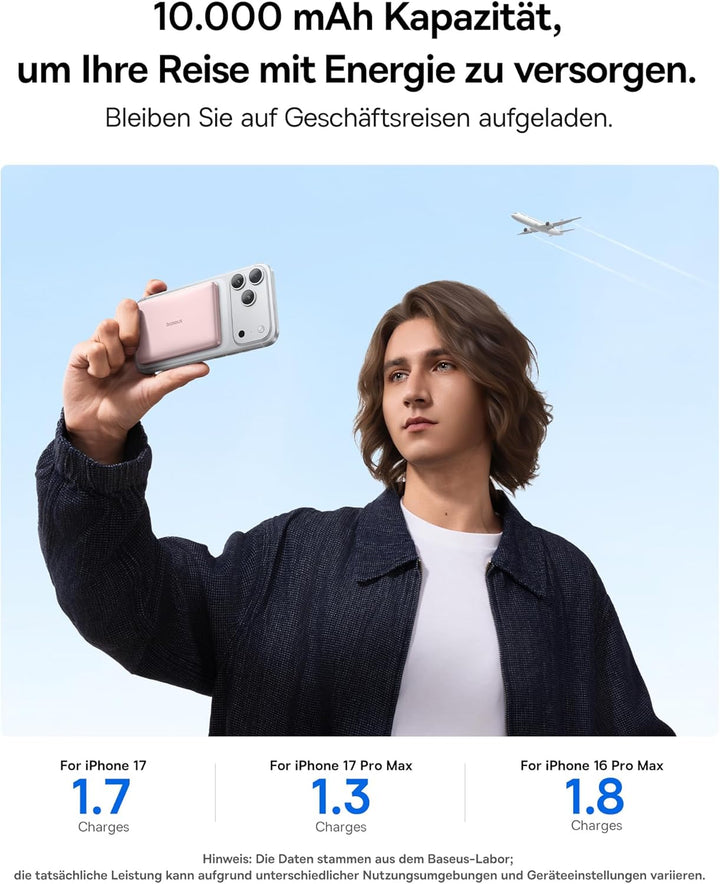 Baseus Picogo AM41 Power Bank, 10000mAh Qi2 Magsafe Powerbank 15W Wireless, Ultra Slim, PD 27W Schne