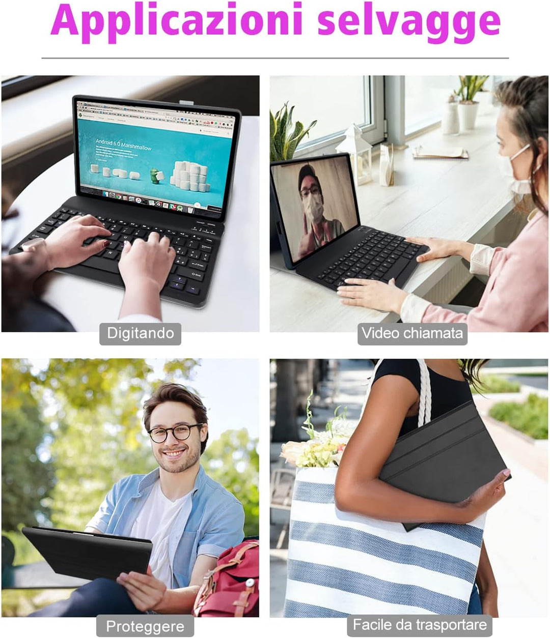 Yeegnar Tastatur mit Schutzhülle für Lenovo Tab P11 / P11 Plus TB-J606 / TB-J607 Italienische Blueto