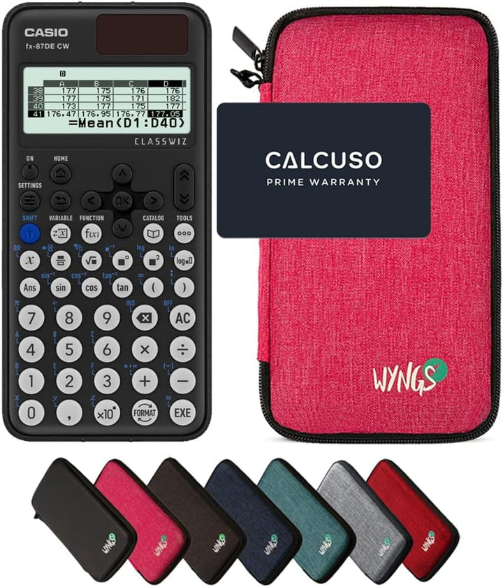 CALCUSO Sparpaket: Casio FX-87DE CW ClassWiz technisch-wissenschaftlicher Schulrechner + WYNGS Schut