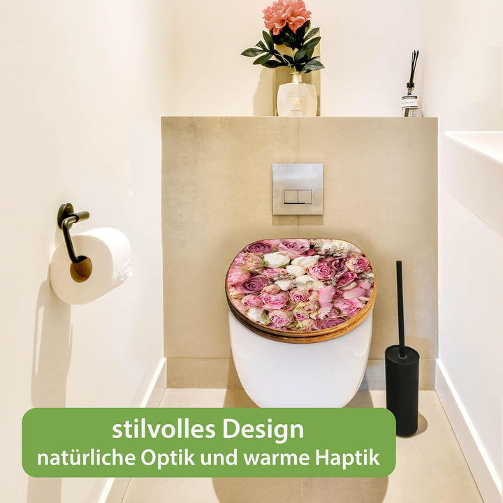 banjado Design WC Sitz Bambus Absenkautomatik 45,8x37,5cm - Toilettendeckel mit Absenkautomatik Holz
