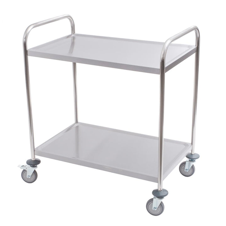 Servierwagen Edelstahl mit Rollen - 2 Böden - Tragfähigkeit 100 kg - 86 x 53 x 95 cm - Transportwage