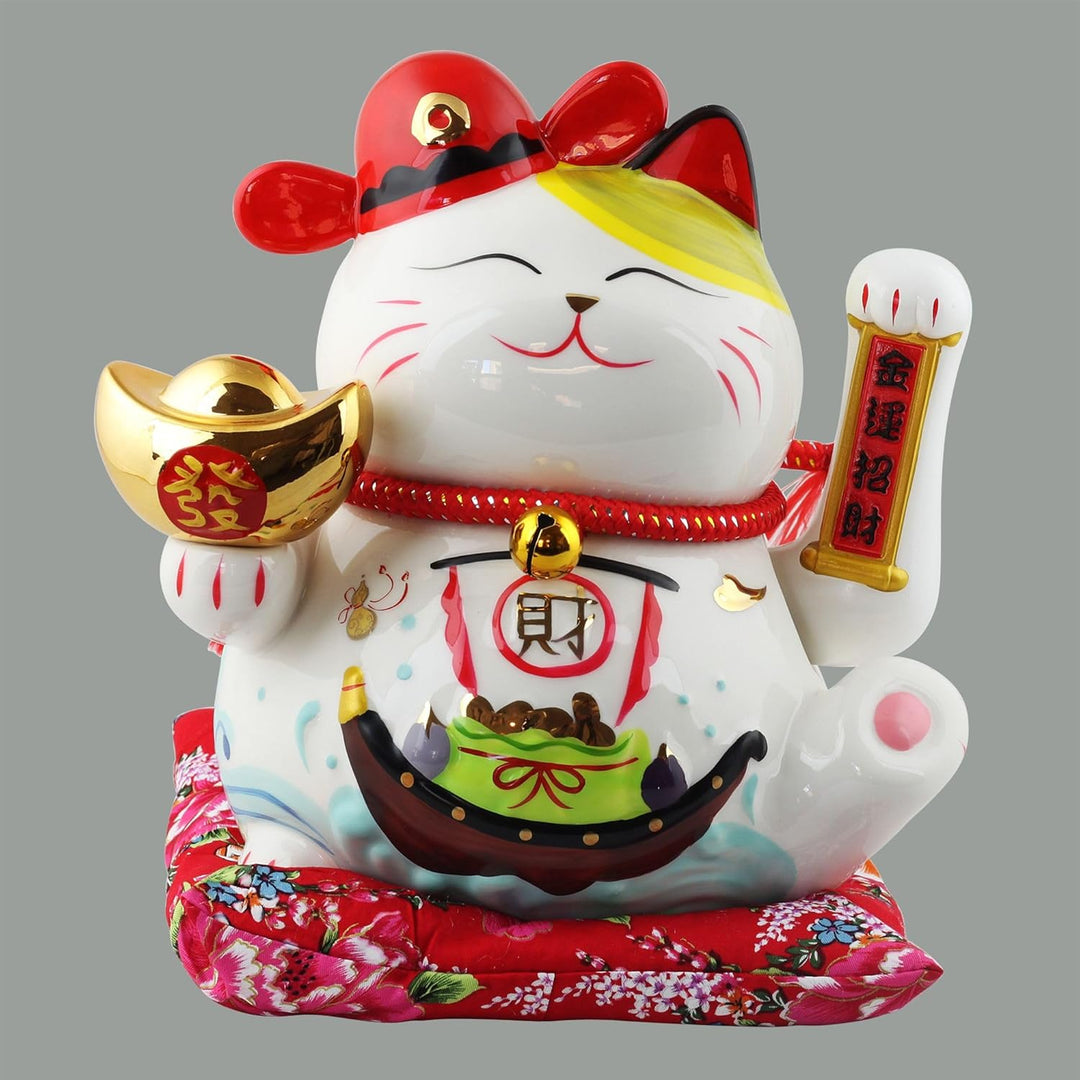 Freak Scene Glückskatze - Maneki-Neko - Winkekatze aus Porzellan 26 cm weiss - Maneki Neko Einheitsg