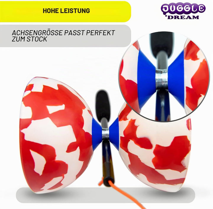 Juggle Dream Jester Diabolo Jonglierset – Fester Achse Profi-Diabolo mit Superglass-Handstäben, Onli