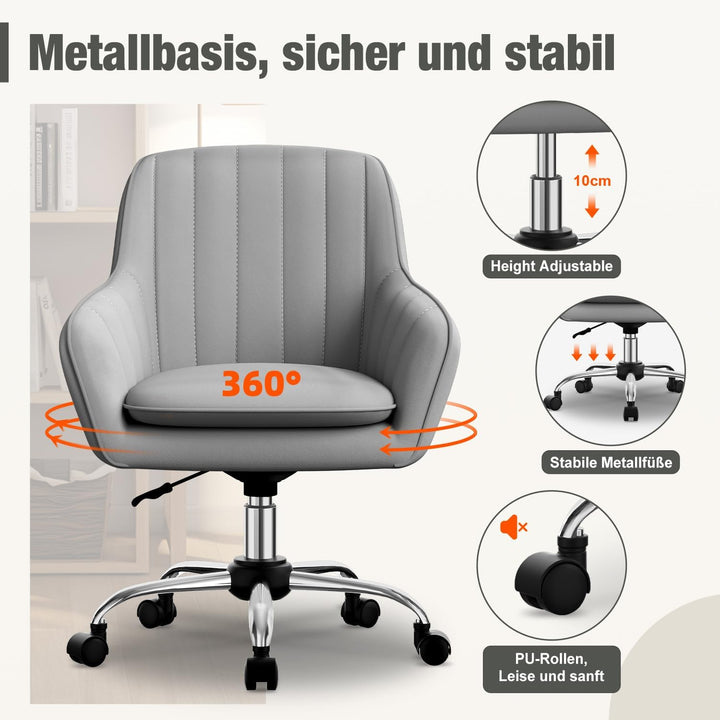 Schreibtischstuhl,Bürostuhl mit gepolstertem Samtstoff,Schminktisch Stuhl,höhenverstellbar Drehstuhl