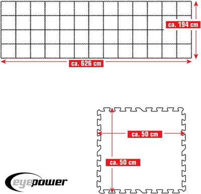 EYEPOWER 12,1m² Poolunterlage aus 52 grossen Matten - 50 x 50 x 1cm Dicke Poolmatte - Pool Unterlage