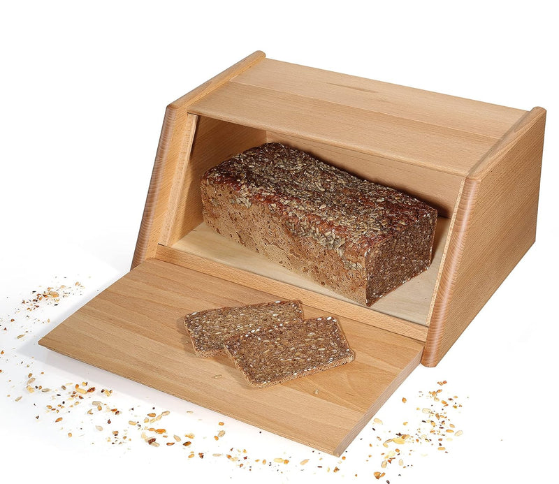 Zassenhaus Brotkasten Montana, Brotkorb mit Klappdeckel, Buche 40 x 30 x 18 cm, 065046 Braun, Braun