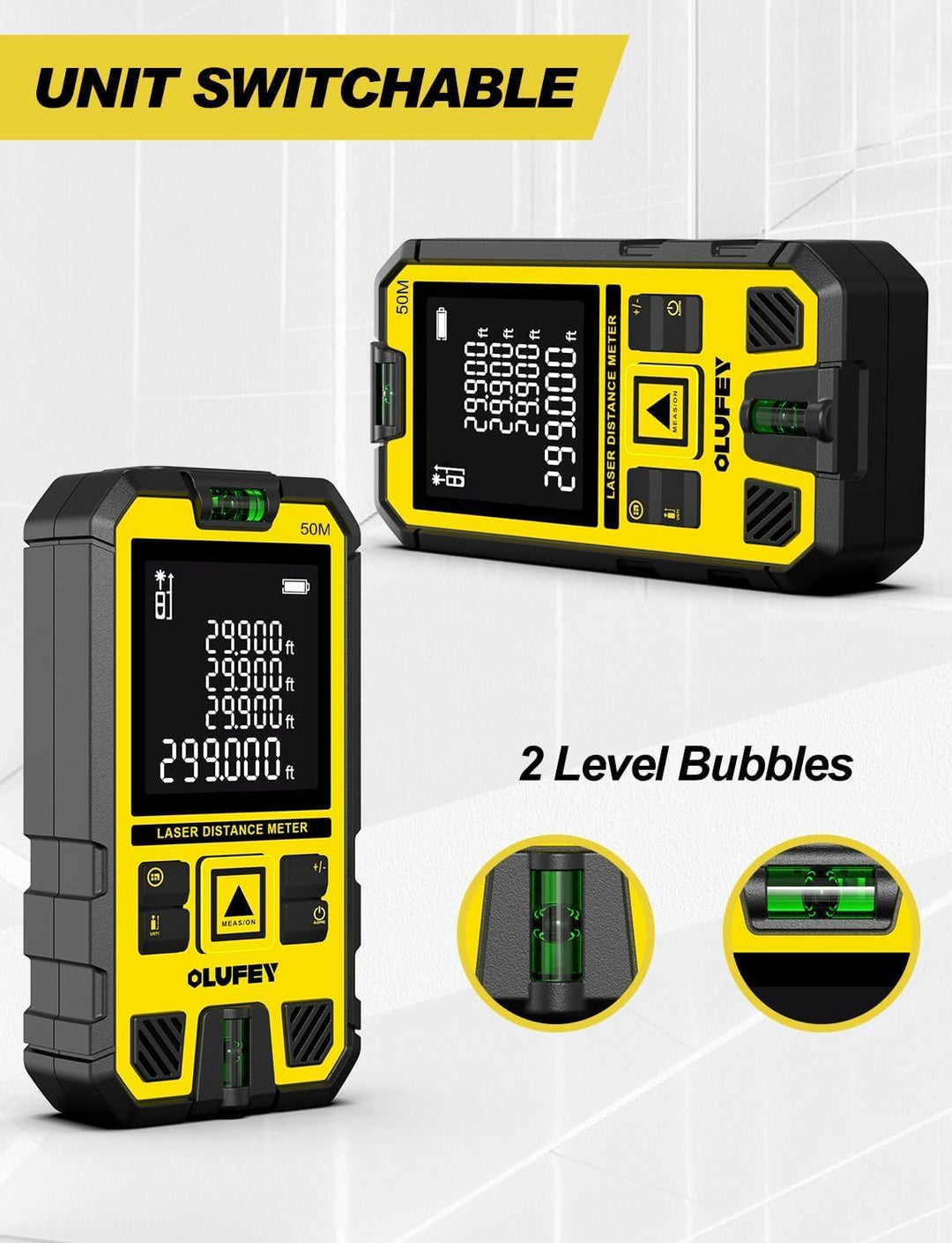 Laser Entfernungsmesser 120m, Digitales Laser Entfernungsmesse mit LCD Hintergrundbeleuchtung, ±2mm