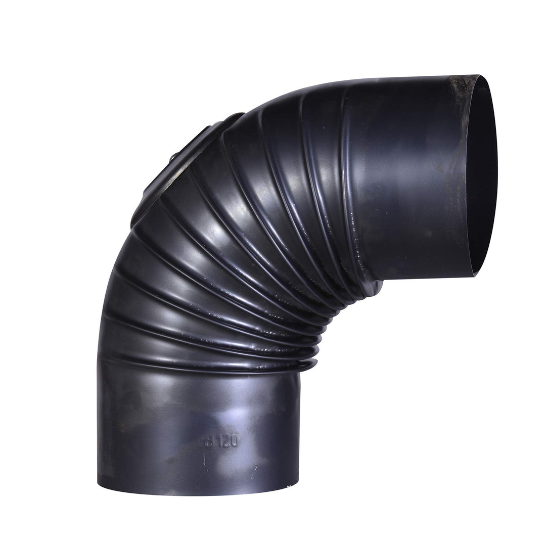 FIREFIX O120/BT Blauglanzblech Bogen 90°, starr, mit Reinigungstür, ø 120 mm - Ofenrohre aus Stahlbl