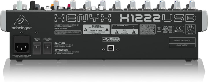 Behringer XENYX X1222USB Premium 16-Input 2/2-Bus Mixer mit XENYX Mic Preamps und Compressors, Briti