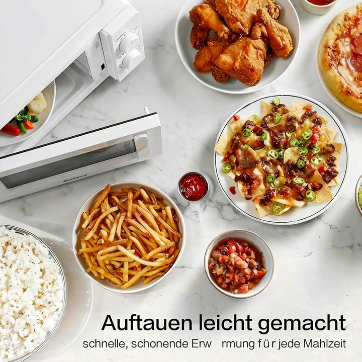 Galanz Mikrowelle 20L 700W, Solo Mikrowellengerät mit Drehregler, 6 Leistungsstufen, Drehteller aus