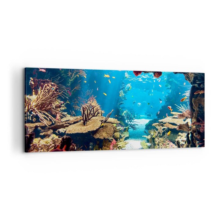 Wandbilder Dekoration Wohnzimmer Ozean Riff Fische Koralle Panorama Bilder auf Leinwand 120x50cm Lei